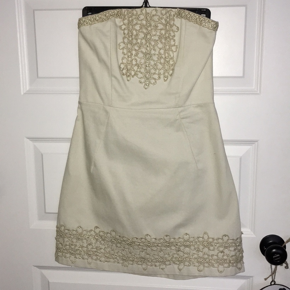 Preppy gold and cream mini dress